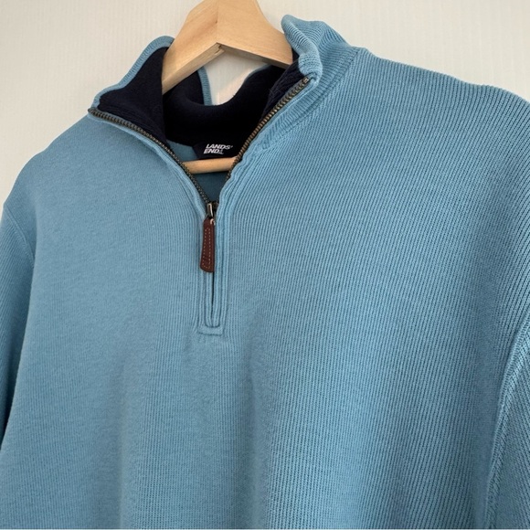 Lands End 1/4 zip pullover sweater size medium long sleeve blue sweater - Picture 3 of 8